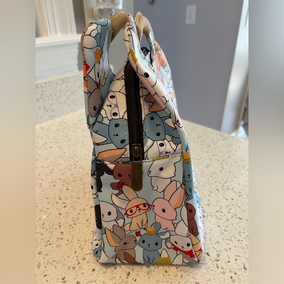 Colorful Bunny Rabbit Print Tote/ Lunch Tote - Picture 4 of 7